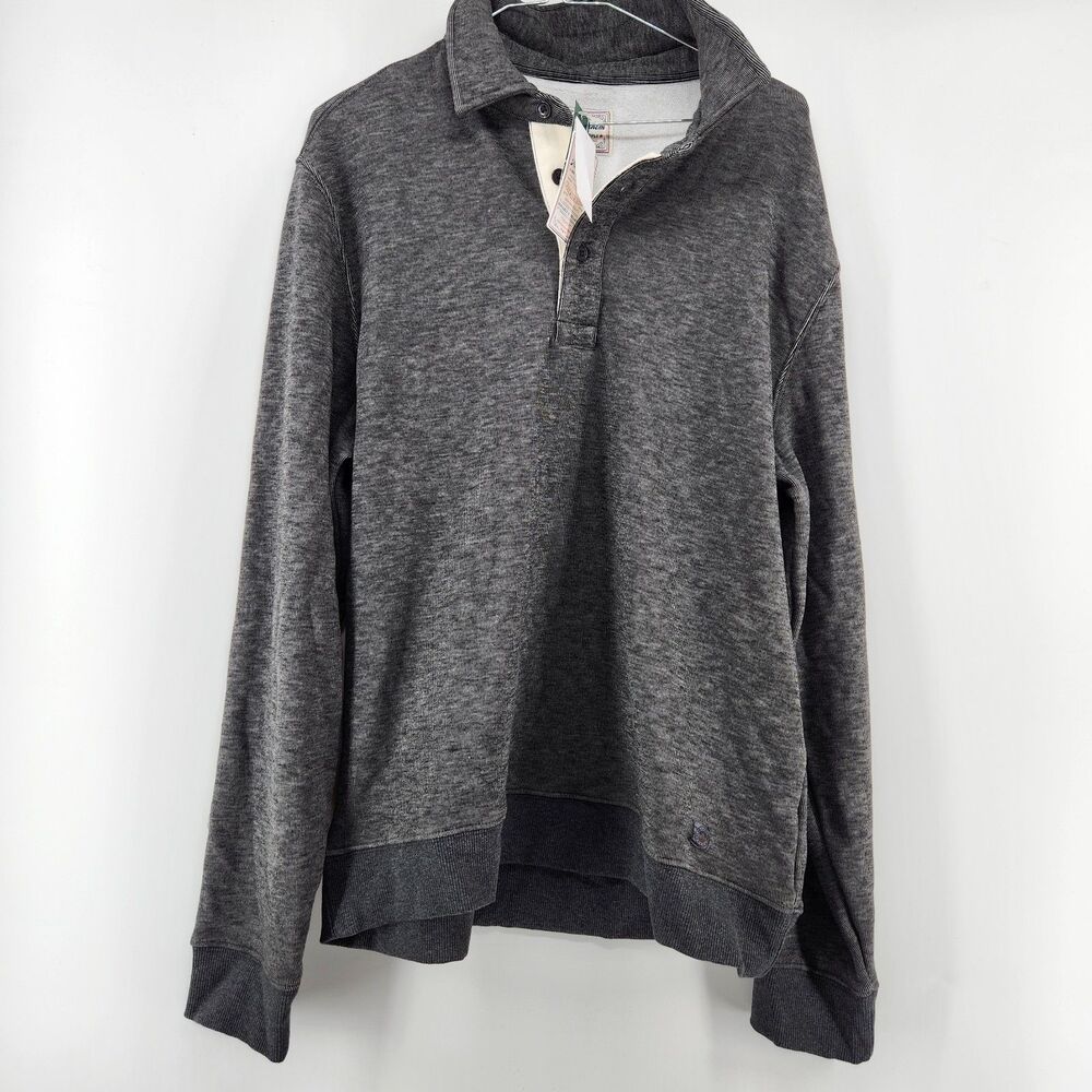 Flag &‎ Anthem Men's Dark Grey Medium Newton Fleeced Long Sleeve Henley Polo